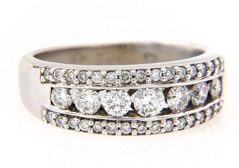 Stunning White Gold Diamond Channel Set Triple row Band