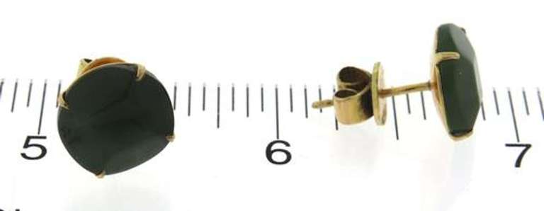 Fantastic Carved Green Jade Stud Earrings