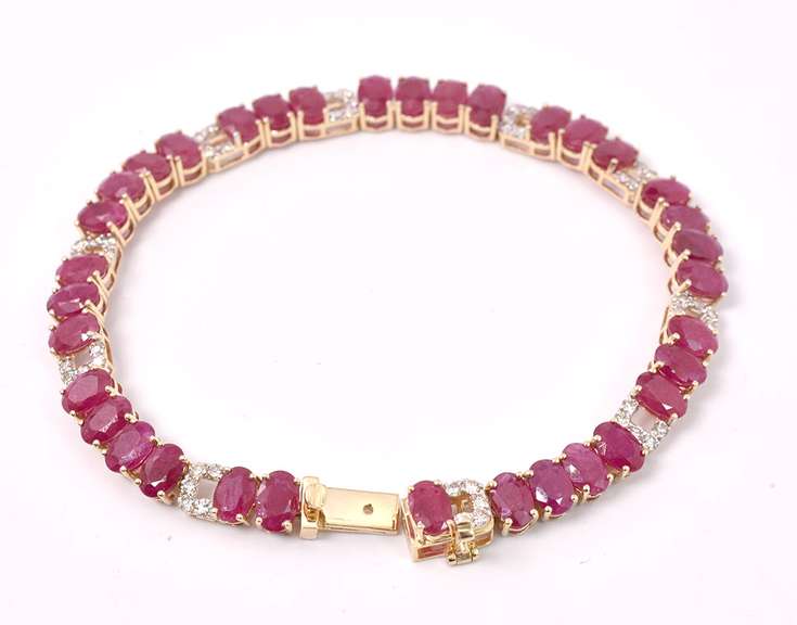 Custom Made Ruby & Diamond Bracelet, 14KT