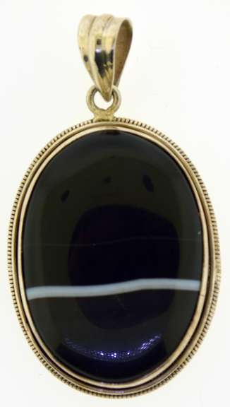 Sterling Silver Oval Black Sardonyx Pendant