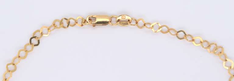 Italian Yellow Gold Heart Shaped Charm Bracelet