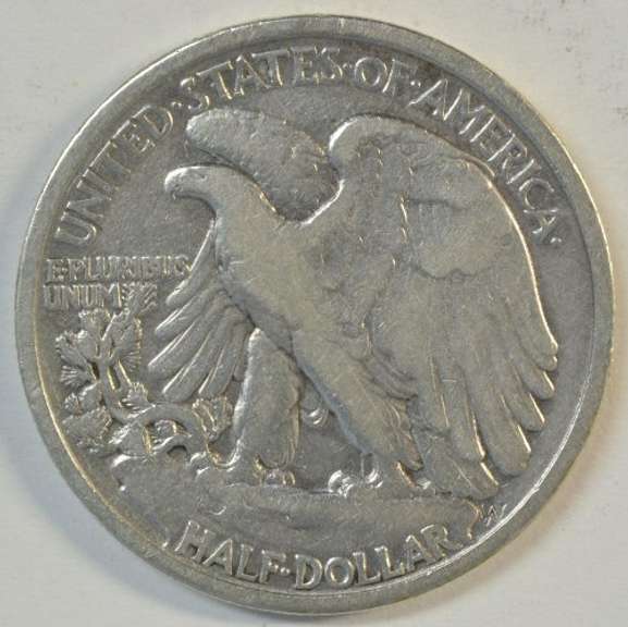 Scarce 1917-D (Obv) Walking Liberty Half Dollar. Key date