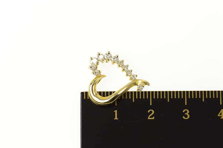 14K Yellow Gold Diamond Curvy Heart Love Symbol Pendant