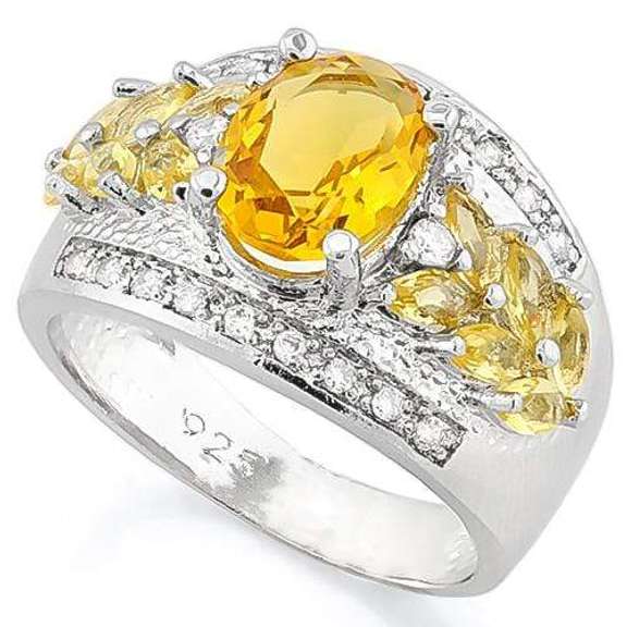 SMASHING ! CREATED CITRINE 925 STERLING SILVER RING
