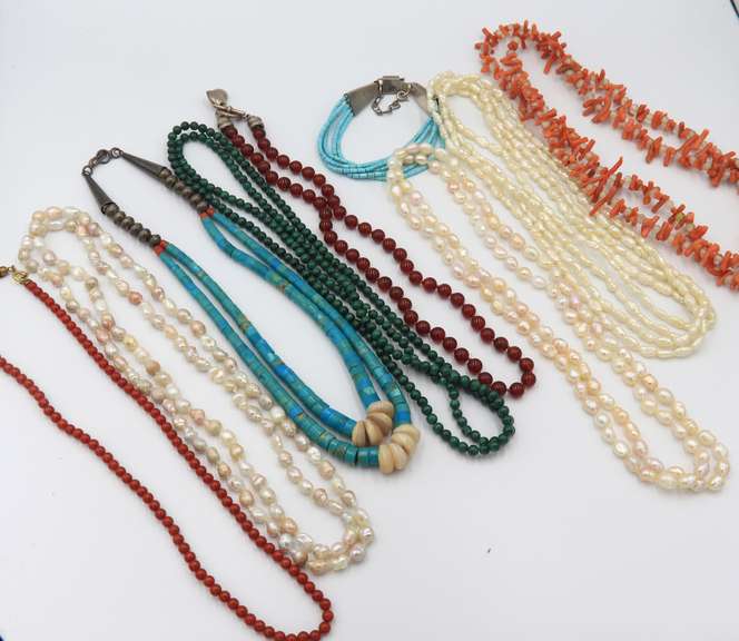 Group Lot of Multi Colored Necklaces and Bracelet