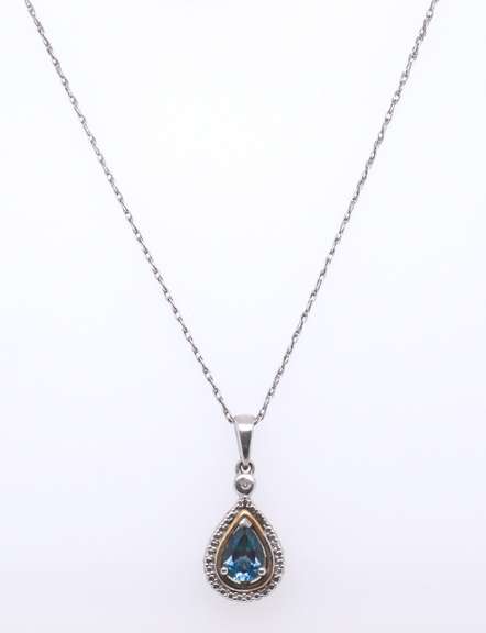 Vintage Sterling Silver Gemstone Pendant on Chain