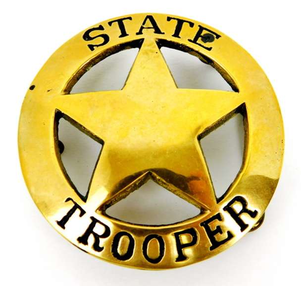 Vintage Solid Brass State Trooper Belt Buckle