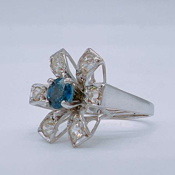 14kt Gold, Blue Sapphire, & Diamond Ring