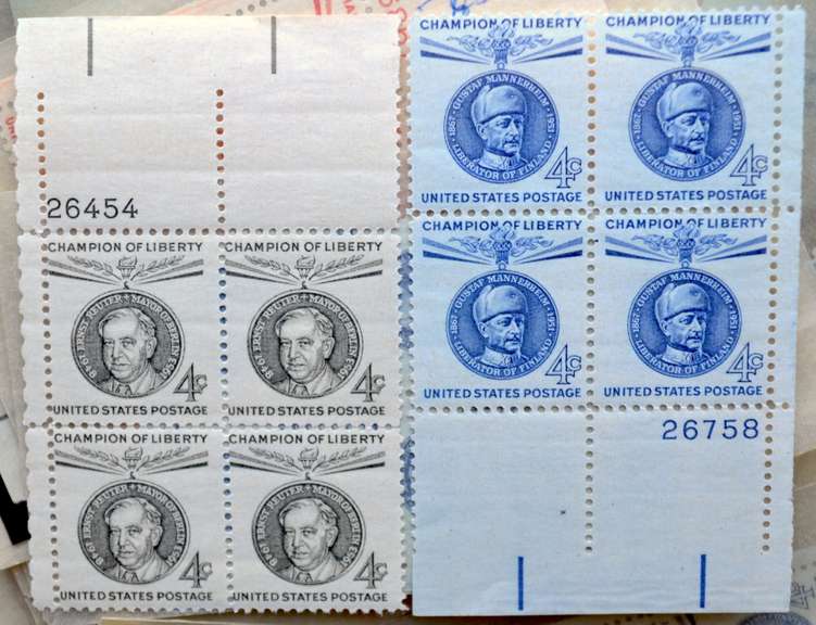 145 4 Cent Mint US Plate Blocks (Mostly) $17.40 Face Value