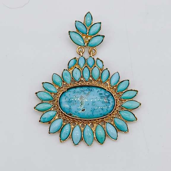 Incredible 18kt Yellow Gold & Turquoise Pendant