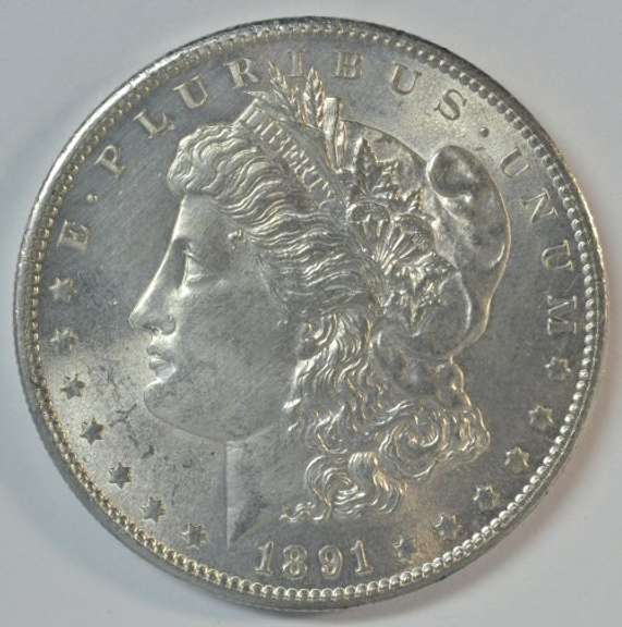 Fully struck and lustrous BU 1891-S Morgan Silver Dollar
