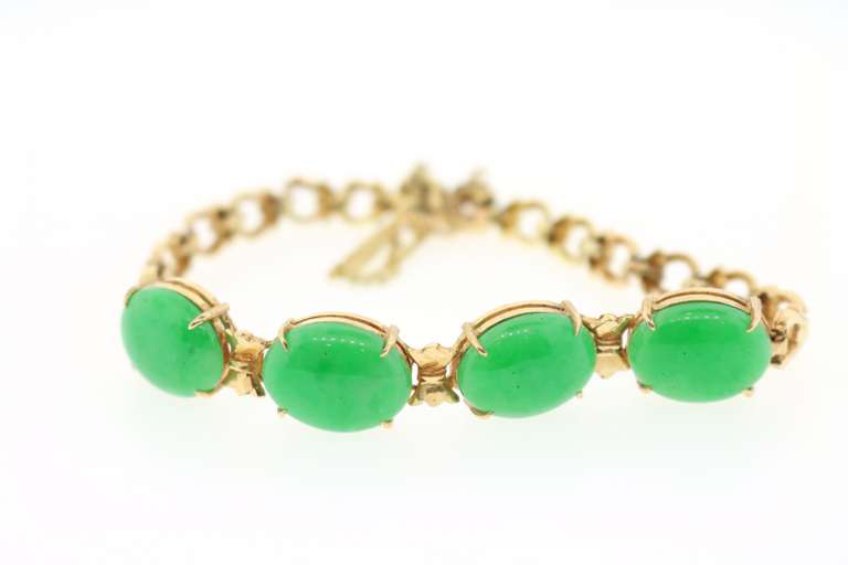 18kt Gold Jade Bracelet, 21.2 grams.