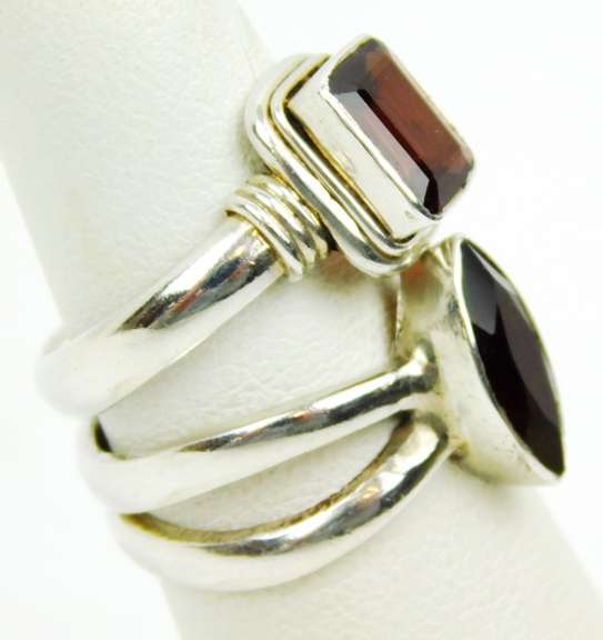 2 Sterling Silver Garnet Rings, 5.5 & 6