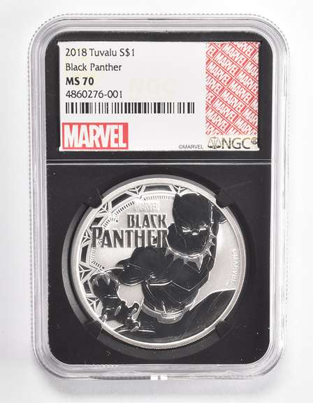 MS70 2018 Tuvalu Silver Dollar - Black Panther - Graded NGC