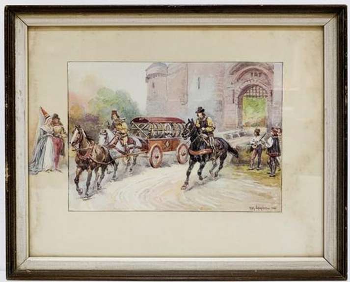 Vintage Royal Engraving City Scene