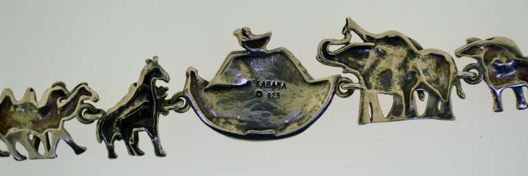 Sterling Silver Noah Ship Animal Bracelet