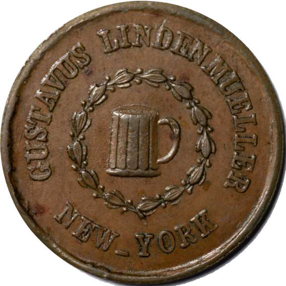 1863 Gustavus Lindenmueller N Y C Saloon Civil War Store Card