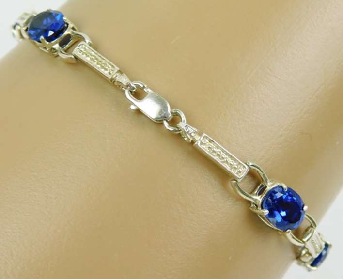 Brilliant Blue Sapphire Sterling Silver Bracelet