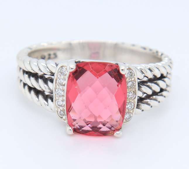 David Yurman Pink Tourmaline and Diamond Ring