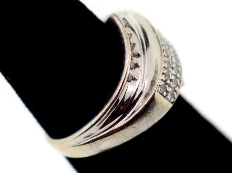 Contemporary 10k White Gold Channel Set Diamond Ring