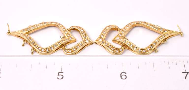 Gorgeous Dangling Diamond Earrings in 18K Yellow Gold