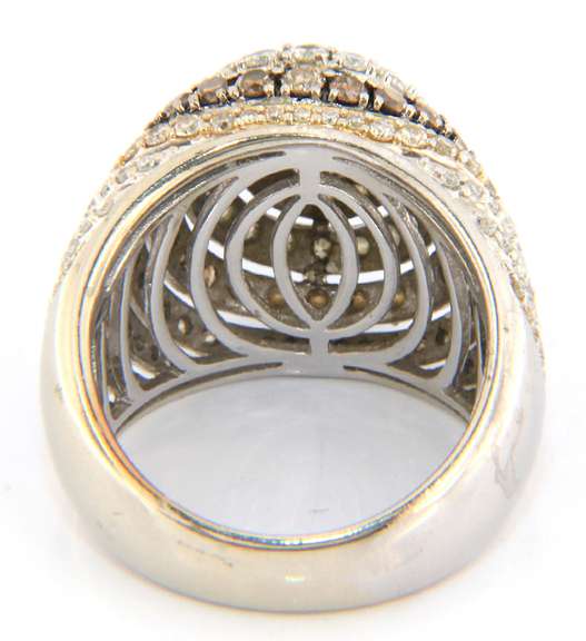 Powerful Chocolate Diamond and White Diamond Dome Ring in White Gold
