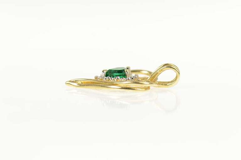 10K Yellow Gold Heart Syn. Emerald Diamond Accent Love Pendant