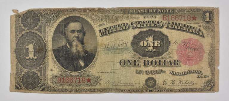 1891 $1 United States Treasury Note - Large Note - F-350
