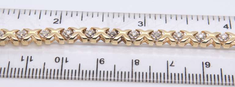 Fantastic Yellow Gold Diamond X Bracelet