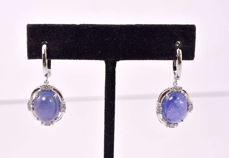 Sensational 17.69CTW Cabochon-Cut Star Tanzanite & 0.37CTW Earrings in Sterling Silver