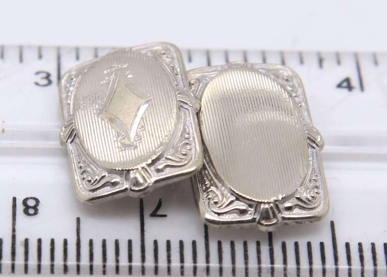 Art Deco Vintage Retro White Gold Cufflinks