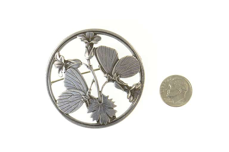 Sterling Silver Georg Jensen Butterfly Flower Round 783 Pin/Brooch
