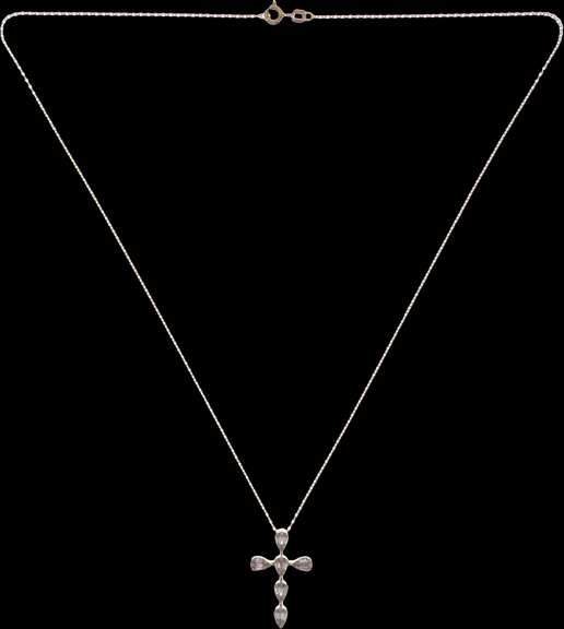 Lovely 18kt Yellow Gold Necklace with Diamond Cross Pendant