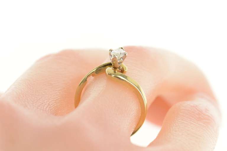 14K Yellow Gold 0.38 Ct Marquise Diamond Solitaire Engagement Ring