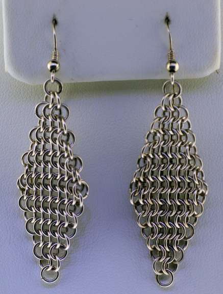 Sterling Silver Chainmail Dangle Drop Earrings