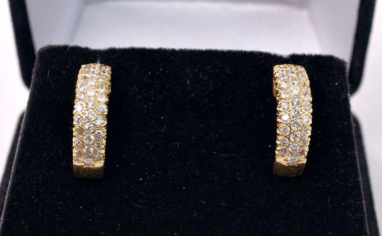Amazing Partial Hoop Diamond Earrings in 14K Yellow Gold