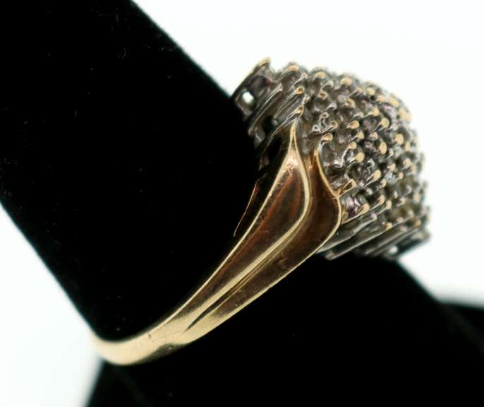 Rising Diamond Cluster 10k Gold Ring