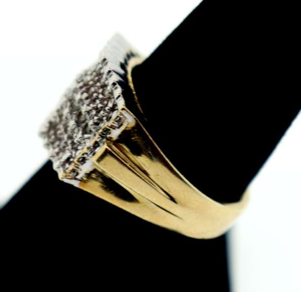Thick 10k Gold Diamond Cluster Ring