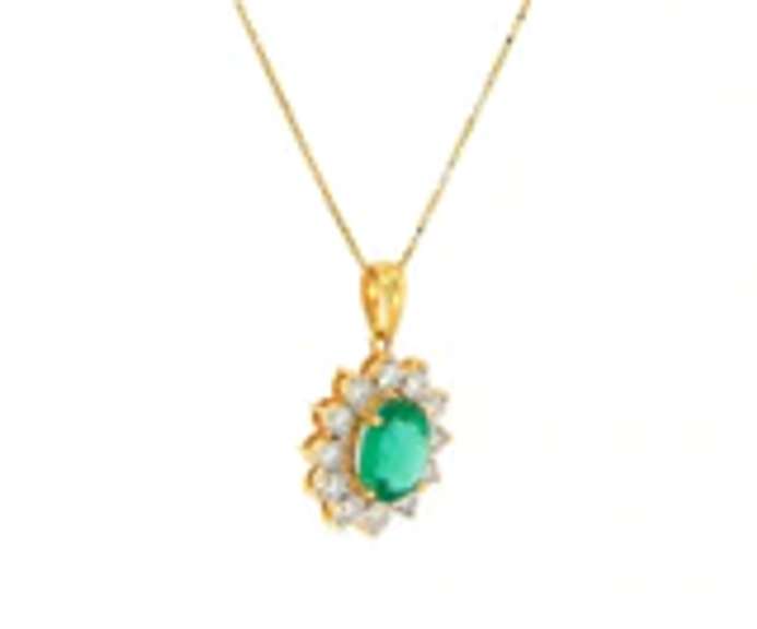 Significant 18kt Emerald and Diamond Starburst Pendant on Chain