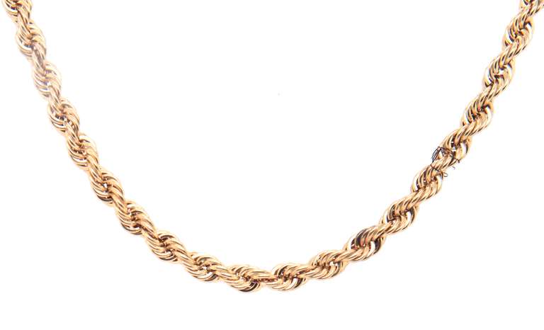 Simple Yellow Gold Rope Chain Necklace