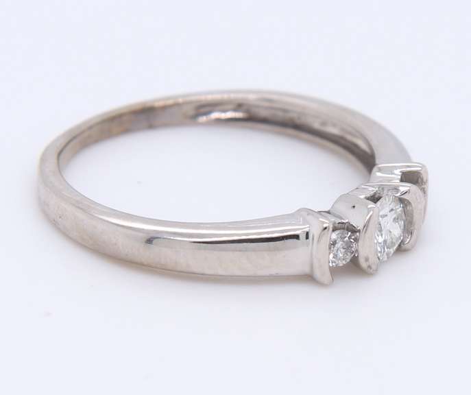 Fantastic White Gold 3 Diamond Half Bezel Ring