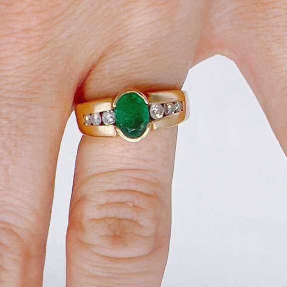 14kt Gold, Emerald, & Diamond Cocktail Ring