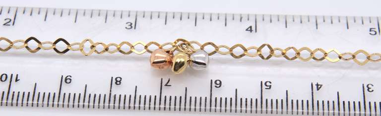 Italian Yellow Gold Heart Shaped Charm Bracelet
