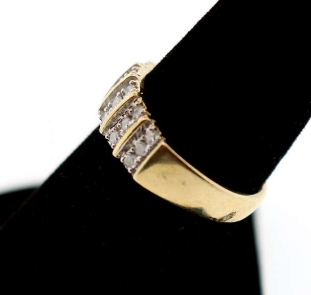 Five Triple Set Diamonds on a 10k Gold Band