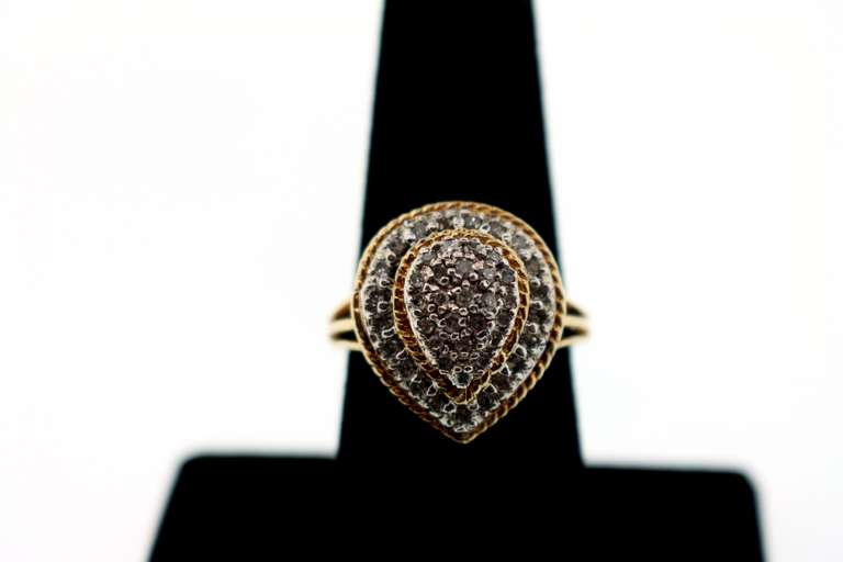 Magnificent Teardrop Diamond Cluster Ring with 10k Yellow Gold