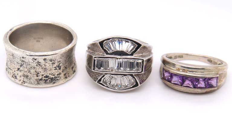 Group Lot of 3 Sterling Silver Rings