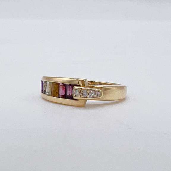 Designer 18kt Yellow Gold Gemstone Band Ring