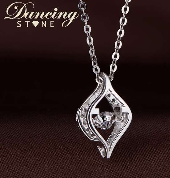 Dancing Stone Move Your Eye 925 silver Necklace