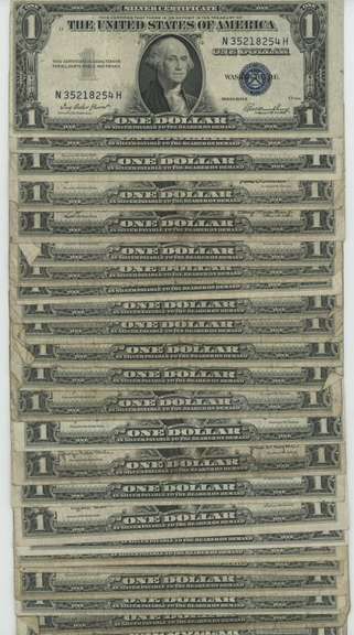 Lot of 30 Series of 1935 $1 Blue Seal Silver Certificates