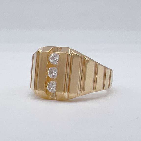 Men's 14kt Yellow Gold & Diamond Band Ring
